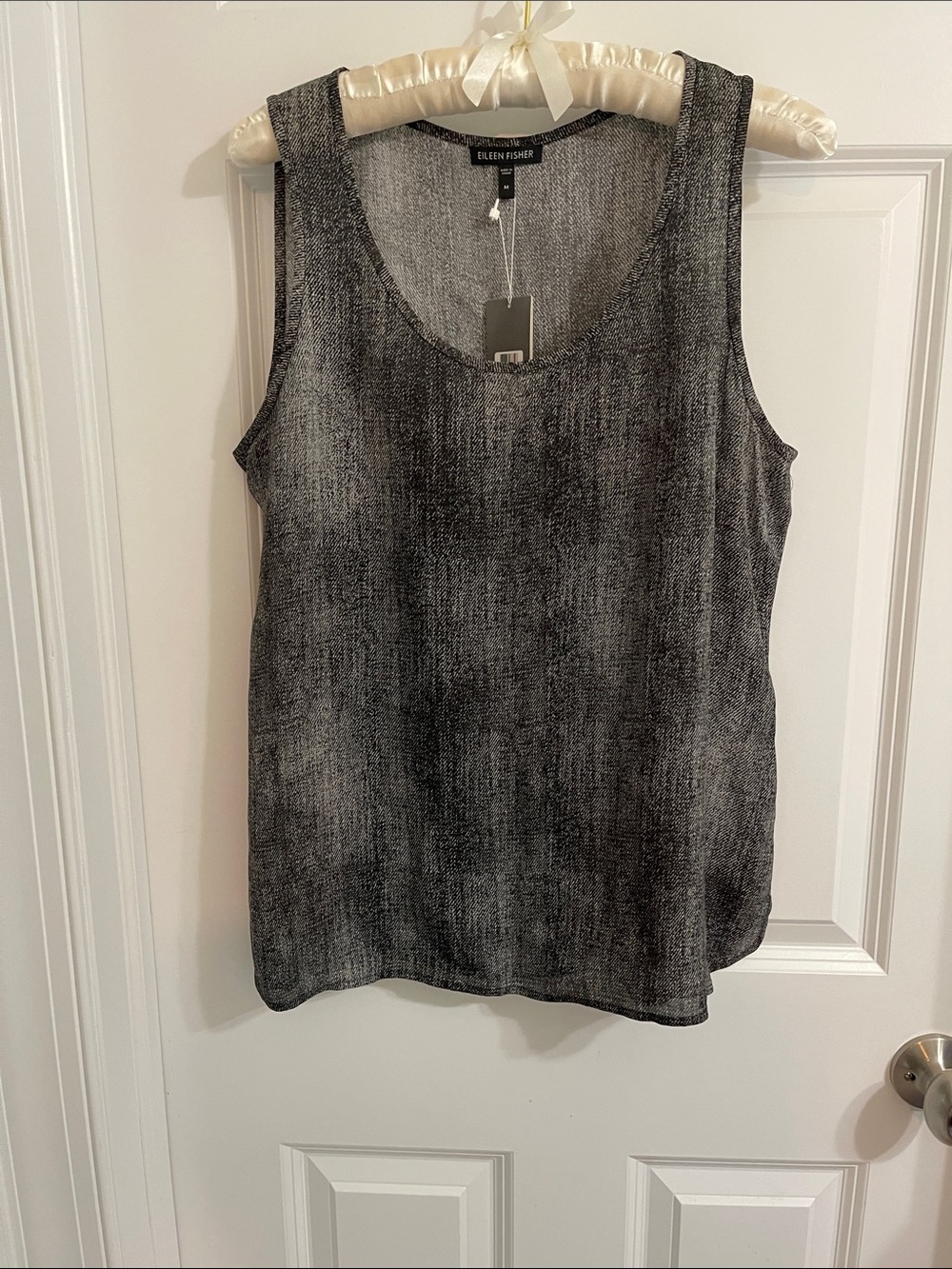 EILEEN FISHER Black-Gray Scoop Neck Tank